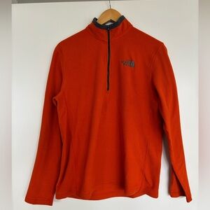 THE NORTH FACE 21” PTP Men's 1/4 Zip Fleece Pullover Sweater, Orange, Size Small